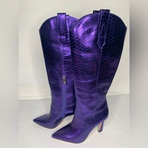 Antonio Melani Purple Knee-High Snakeskin Embellished Women's Boots